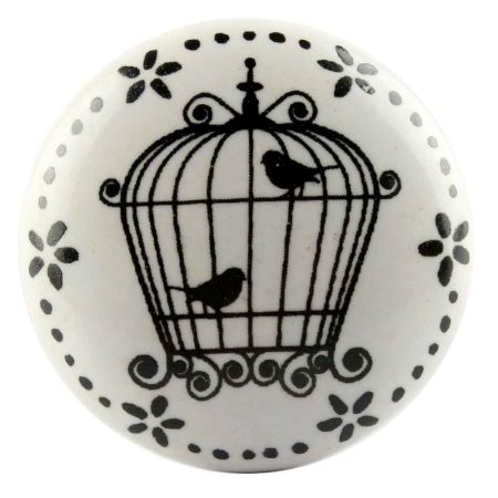 Birds In Cage Cearmic Flat Knobs